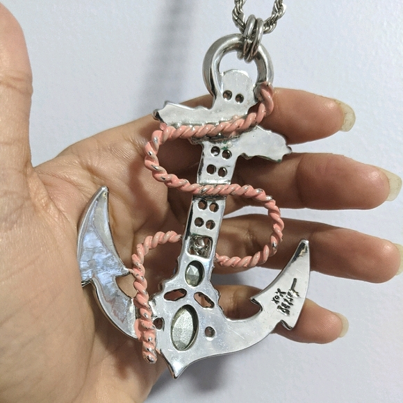 Betsy Johnson Jeweled Nautical Anchor Necklace - Picture 7 of 13